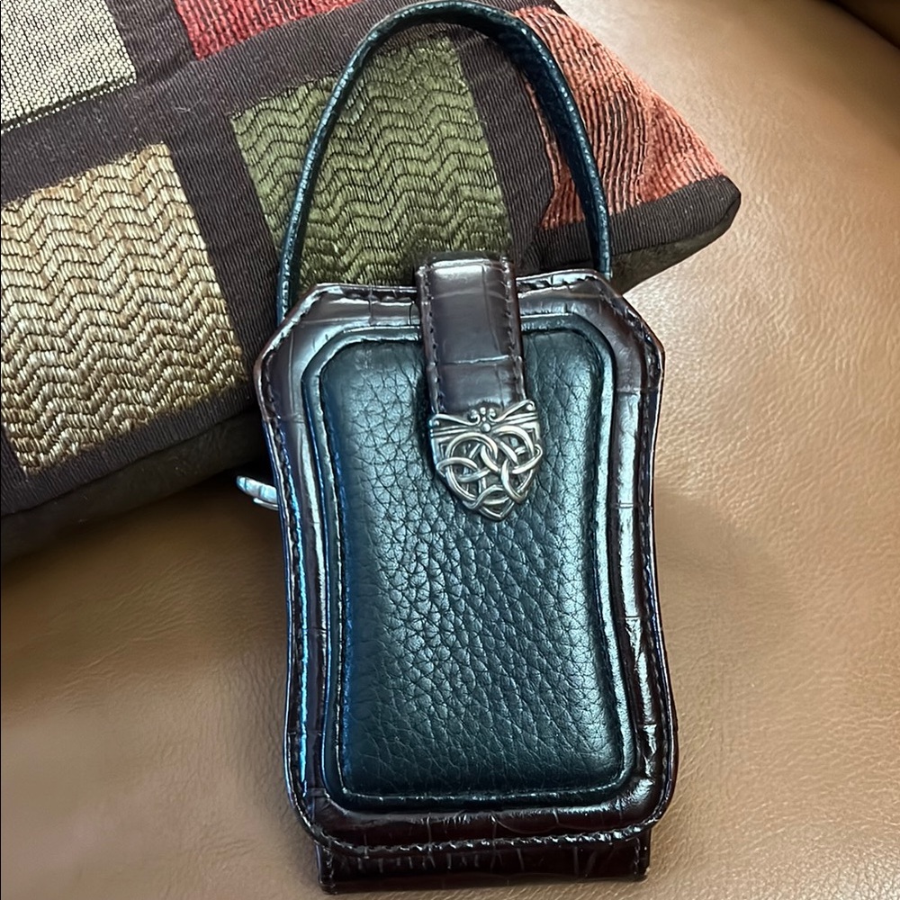 Vintage Brighton Black/Brown Leather Phone Case Holder
